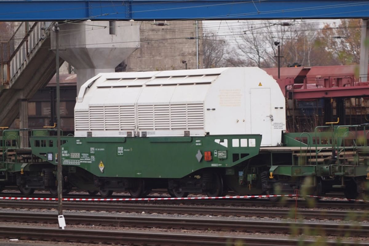 Castor Container auf Eisenbahnwaggon