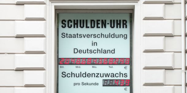 Die Schuldenuhr des Bundes der Steuerzahler, Adolfsallee 22, Wiesbaden