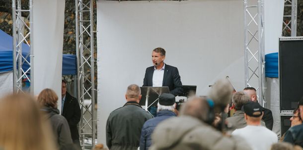 Björn Höcke auf einer Wahlkampfveranstaltung der AfD in Nordhausen