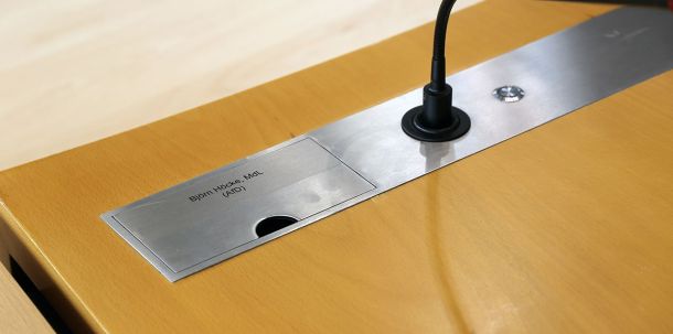 Platz Björn Höcke (Afd) im Plenarsaal des Thüringer Landtags