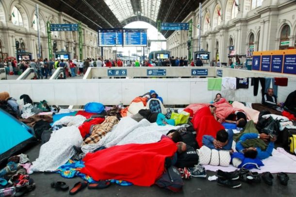 Flüchtlinge im Budapester Ostbahnhof Keleti