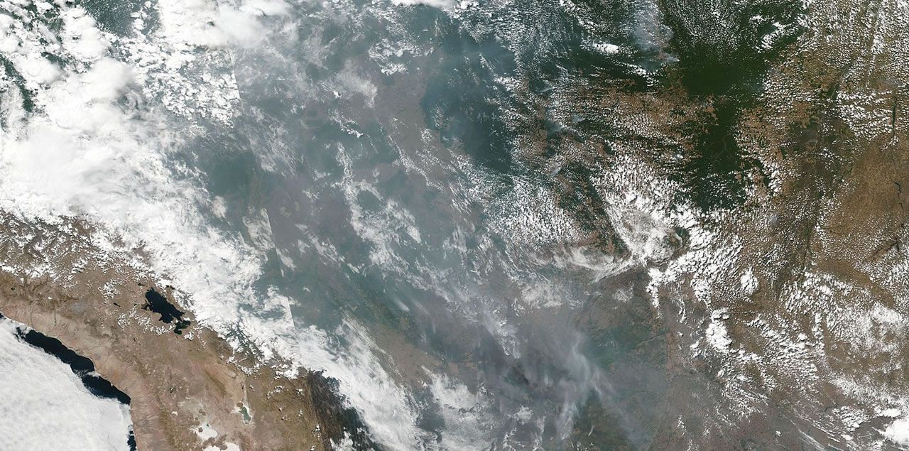 Satellitenbild, Regenwald Feuer, Brasilien