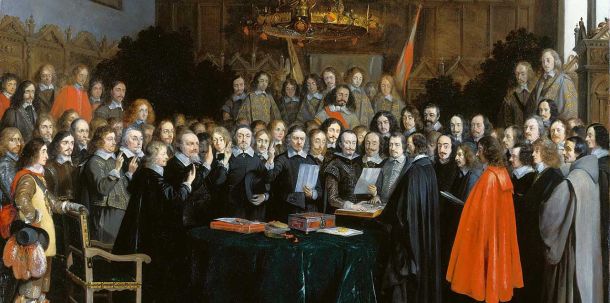 Unterzeichnung des Westälischen Friedens 1648 in Münster, Deutschland von Gerard Terborch (1617 - 1681)