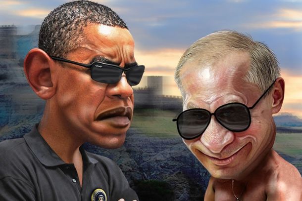 Obama Putin Faceoff - Caricatures