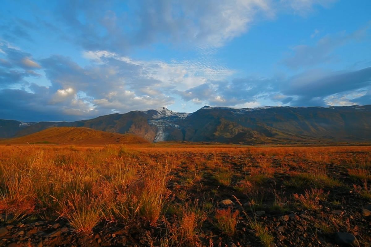 Blick auf den unruhigen Vulkan Eyjafjallajökull im Vatnajökull-Nationalpark auf Island.