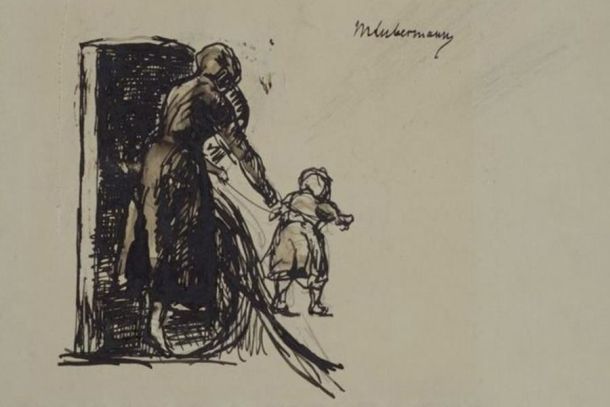 Max Liebermann: Frau mit Kind von hinten