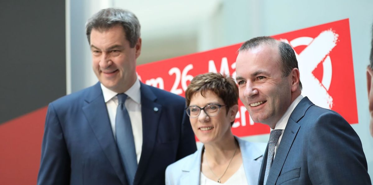 Markus Söder, Annegret Kramp-Karrenbauer and Manfred Weber