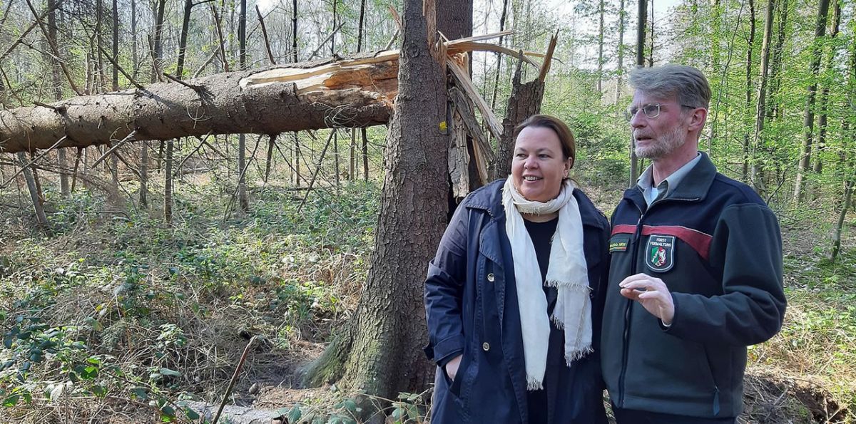Ursula Heinen-Esser und Andreas Wiebe (Leiter des Landesbetriebs Wald und Holz NRW)