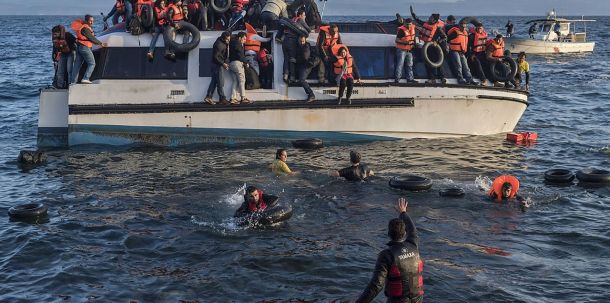 Flüchtlinge bei Skala Sykamineas (Lesbos)