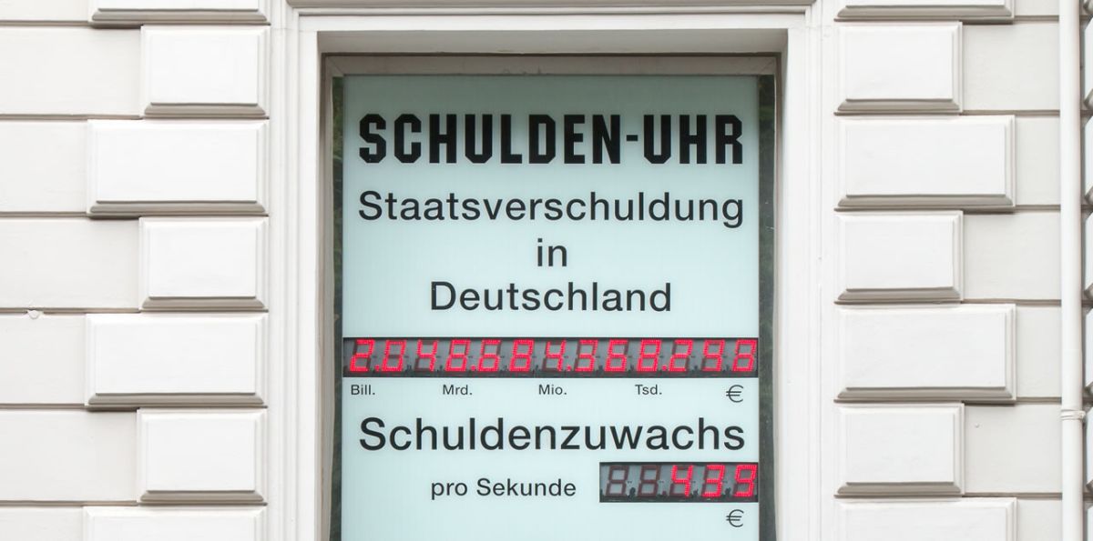 Die Schuldenuhr des Bundes der Steuerzahler, Adolfsallee 22, Wiesbaden